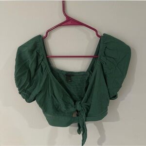 Target Green Puff Sleeve Crop Top